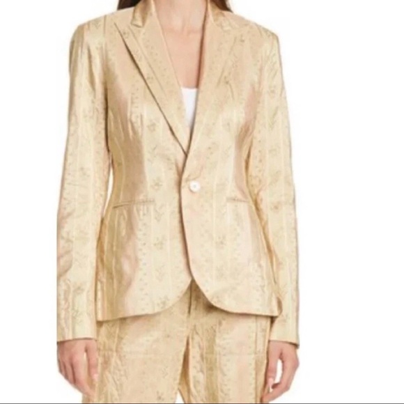 Polo Ralph Lauren Women’s Size 14 Silk Floral Blazer Striped Beige Pink Feminine